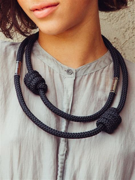 black rope necklace with pendant